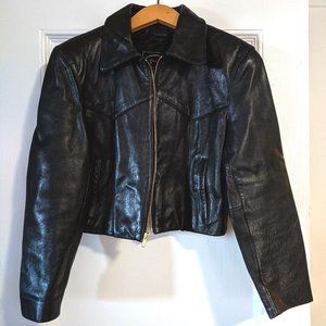 Tannery West Cropped Leather Moto Jacket - M